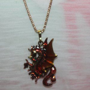 Nwtag: Red/Orange Dragon Necklace